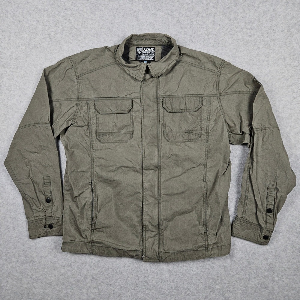Kuhl Projekt Alternatr (Mens XL) Green Waxed Jacket Utility Hiking Full Zip Coat